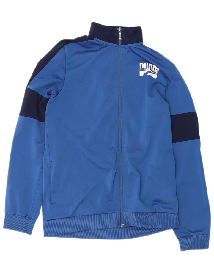 Puma Jungen Grafik-Trainingsanzug-Top-Jacke, 15–16 Jahre, blaues Farbblockdesign