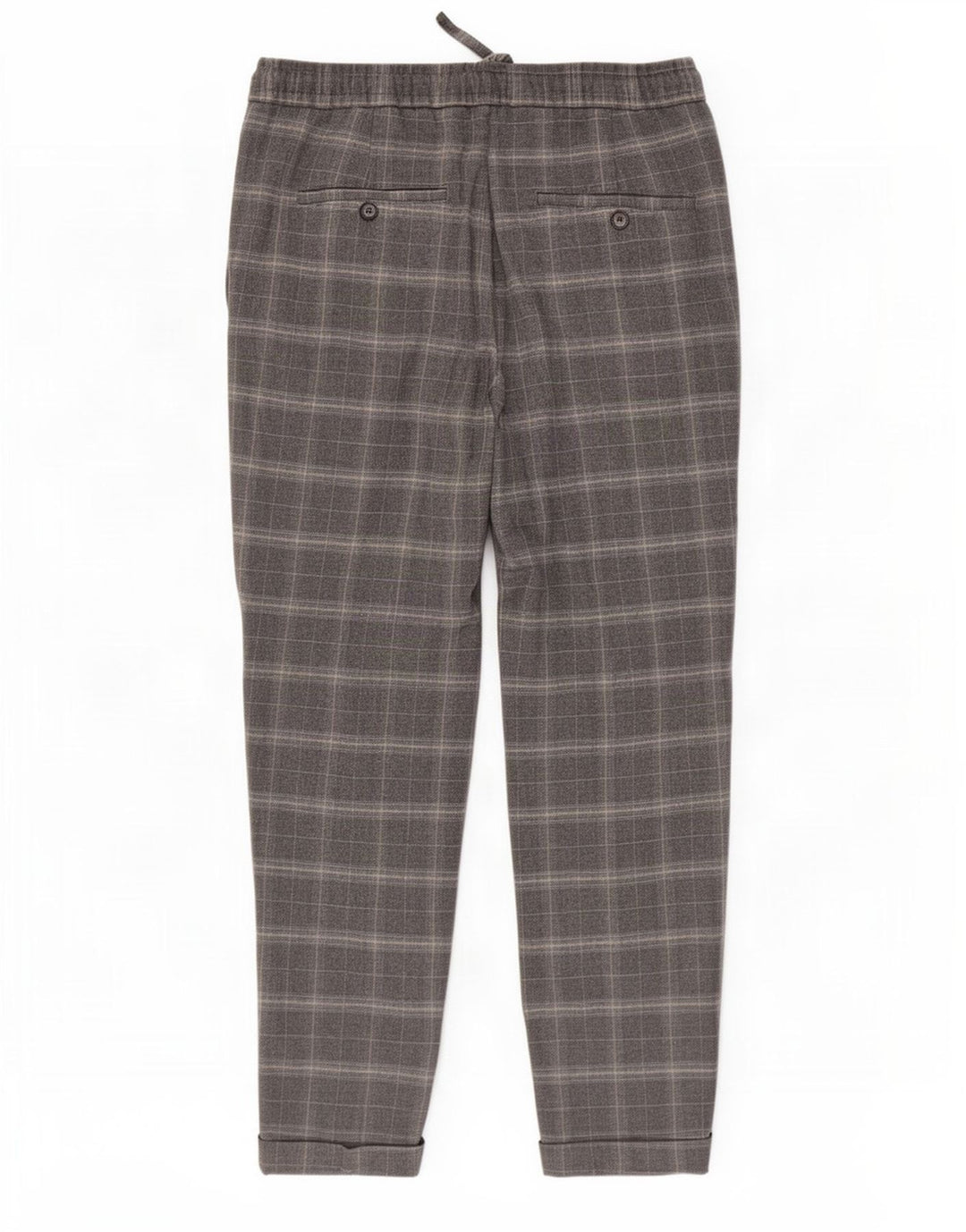 Zara Herren Tapered Chino Hose Medium W31 L27 Grau kariertes Polyester