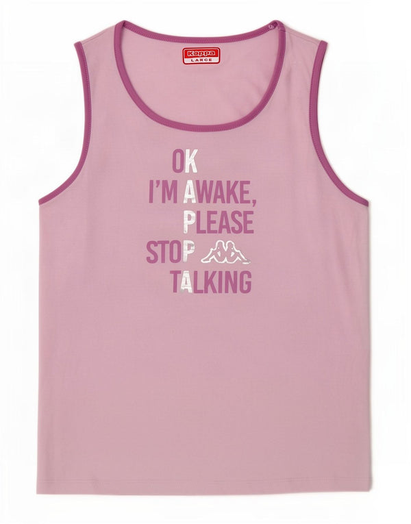 Kappa Womens Graphic Vest Top UK 16 Large Rosa Baumwolle