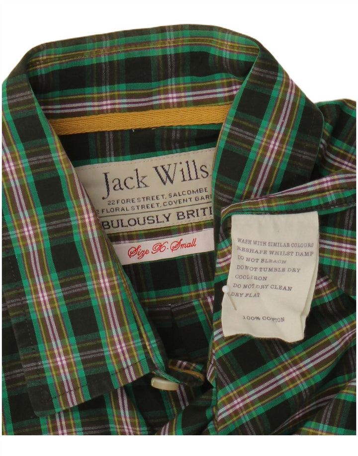 Jack Wills Herrenhemd XS grün kariert Baumwolle