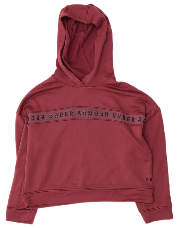Under Armour Damen Crop Graphic Hoodie Pullover UK 10 Small Burgund