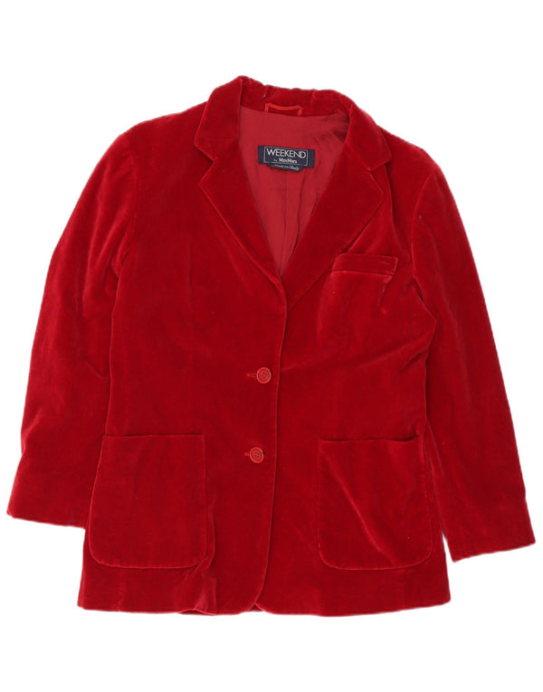 Max Mara Damen Weekend 2-Knopf-Samt-Blazer-Jacke, UK 14, Mittelrot