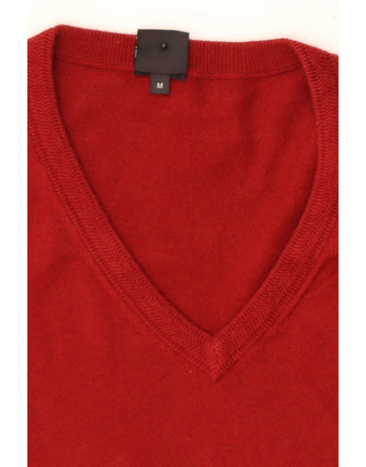 Hugo Boss Herren-Pullover mit normaler Passform, V-Ausschnitt, Mittelrot, Farbblock