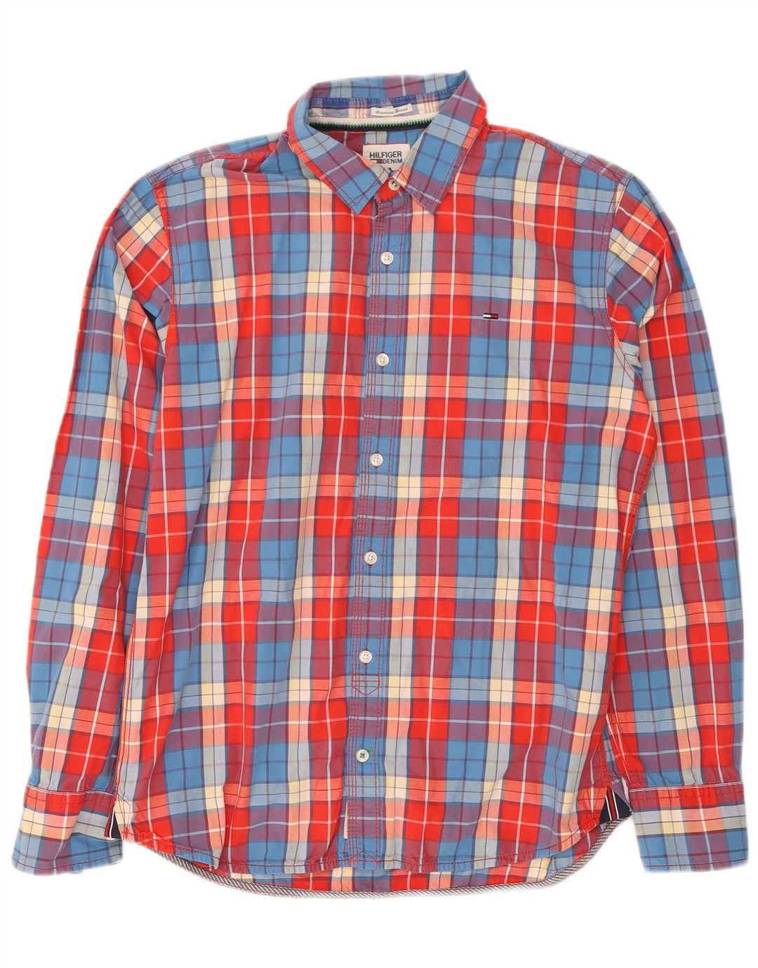 Tommy Hilfiger Herrenhemd, groß, rot kariert, Baumwolle