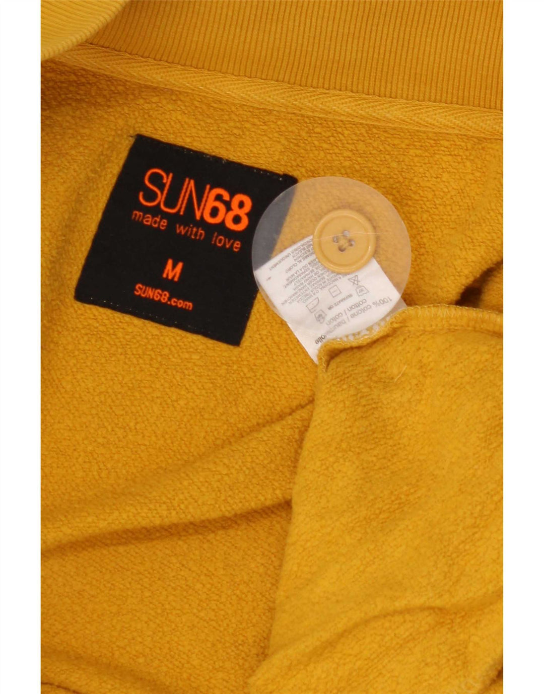 Sun68 Herren-Kapuzenpullover mit Reißverschluss, mittelgelbe Baumwolle