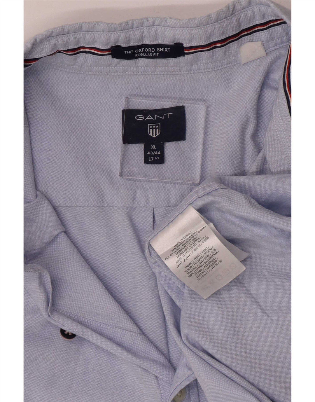 Gant Herren-Hemd mit normaler Passform, Größe 17 1/2 XL, blaue Baumwolle
