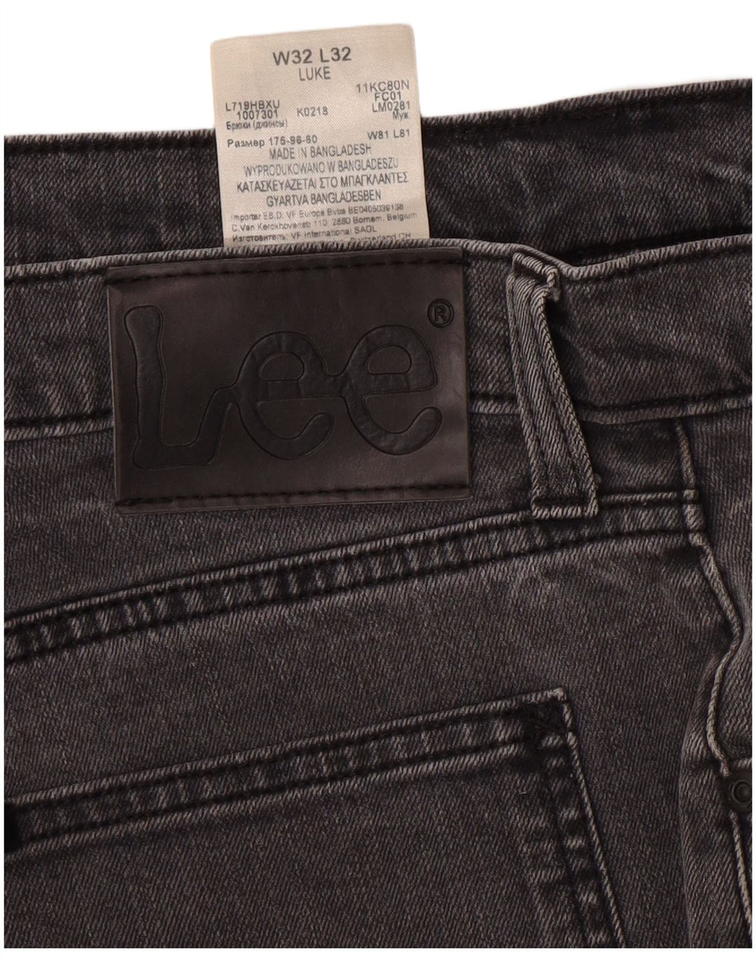 LEE Womens Luke Slim Jeans W32 L32 Grey Cotton
