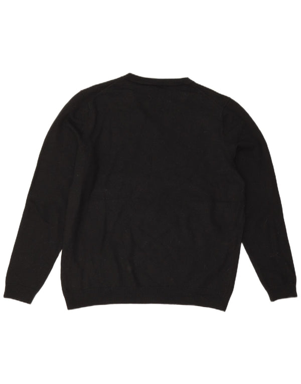 Hugo Boss Jungen-Pullover mit V-Ausschnitt, 15–16 Jahre, XL, schwarze Schurwolle
