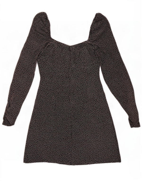 Zara Damen schulterfreies Minikleid UK 6 XS Schwarz gepunktet