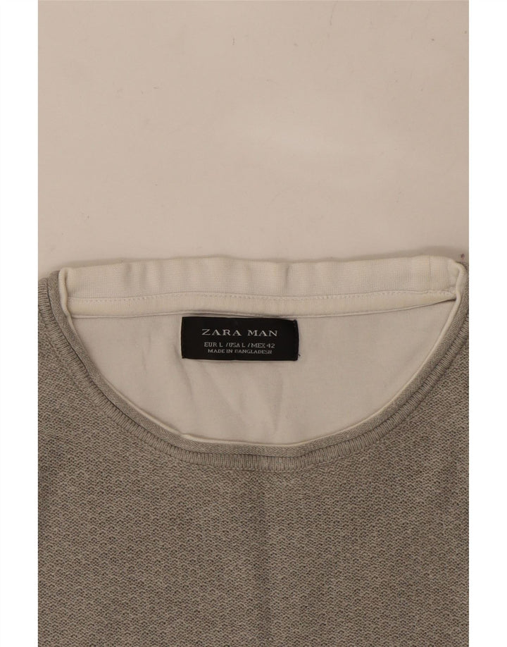 ZARA Herren T-Shirt Top Large Grau