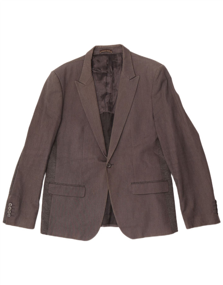 Zara Herren-Blazer mit 1 Knopf, EU 54, XL, graue Baumwolle