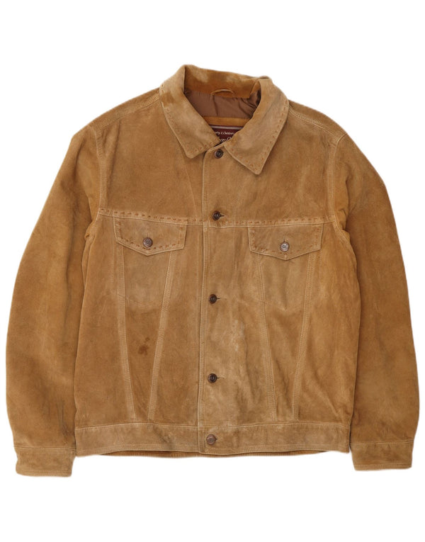 Marlboro Classics Herren Wildlederjacke UK 40 Large Beige Leder