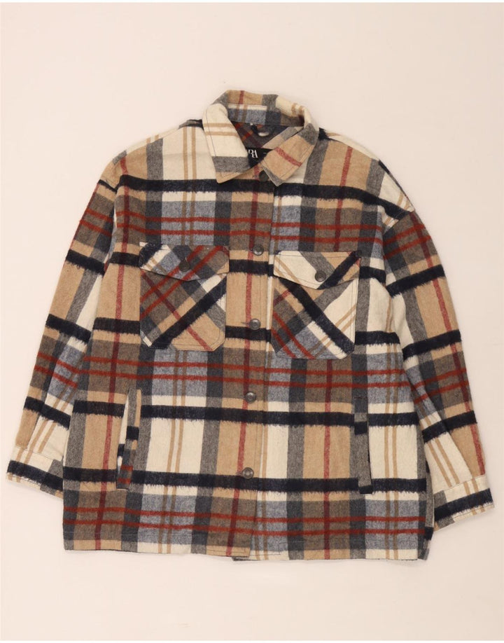 Zara Damen-Oversize-Flanellhemd, Größe M, mehrfarbig, kariert, UK 14