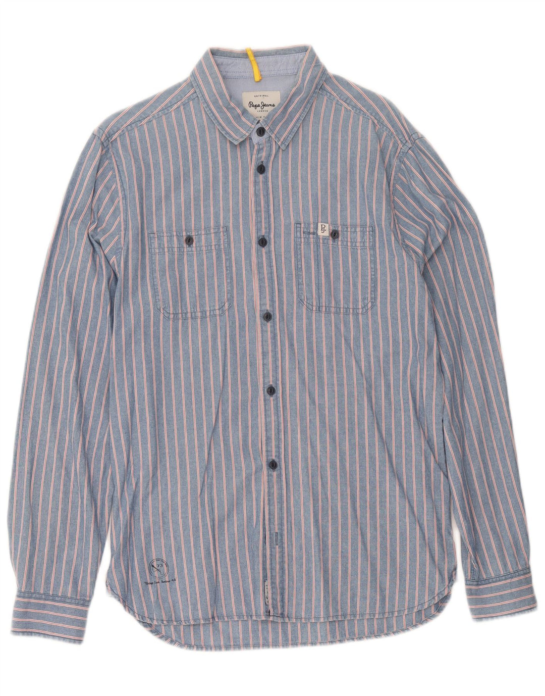 PEPE Jeans Herren-Jeanshemd aus mittelblauer Nadelstreifen-Baumwolle