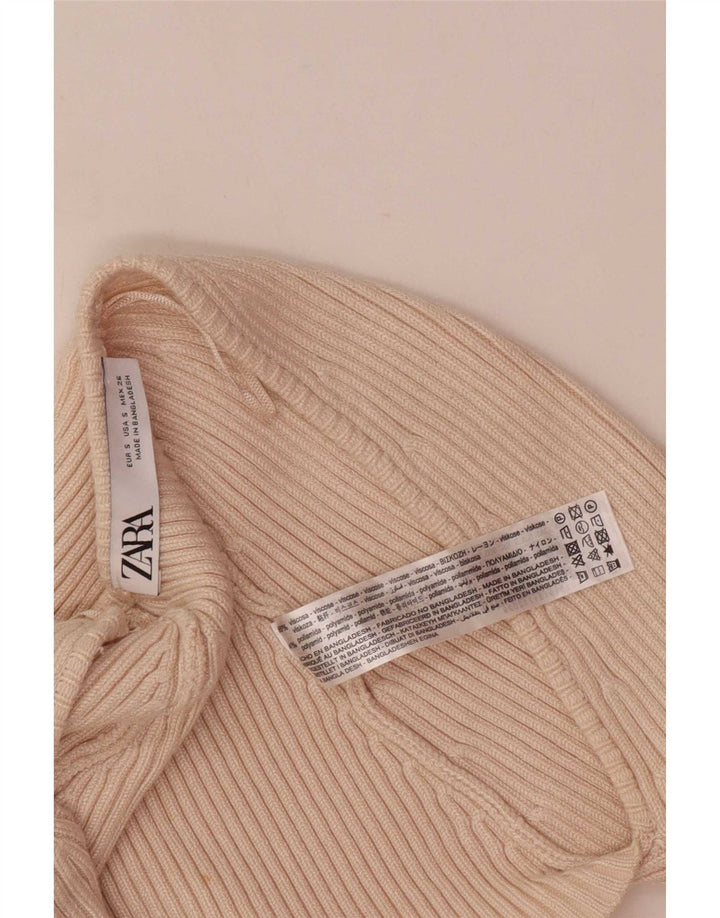 Zara Damen Bolero Top UK 8 Small Beige Viskose