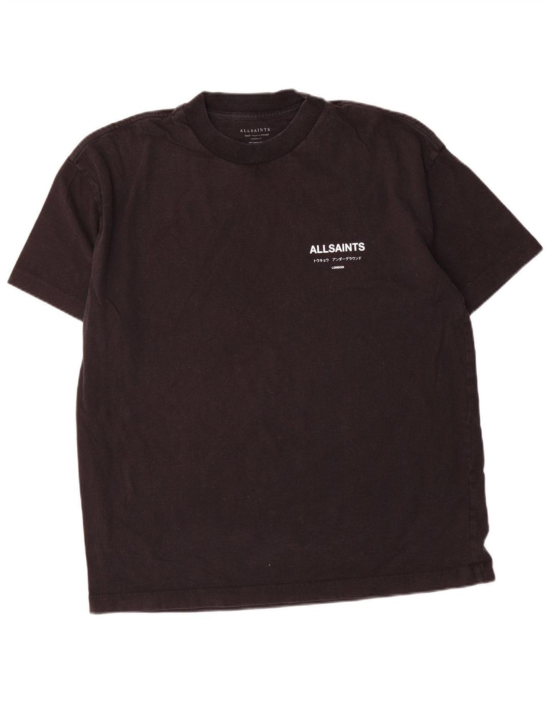 All Saints Herren-T-Shirt in Übergröße mit Grafik, Größe S, Schwarz, Baumwolle