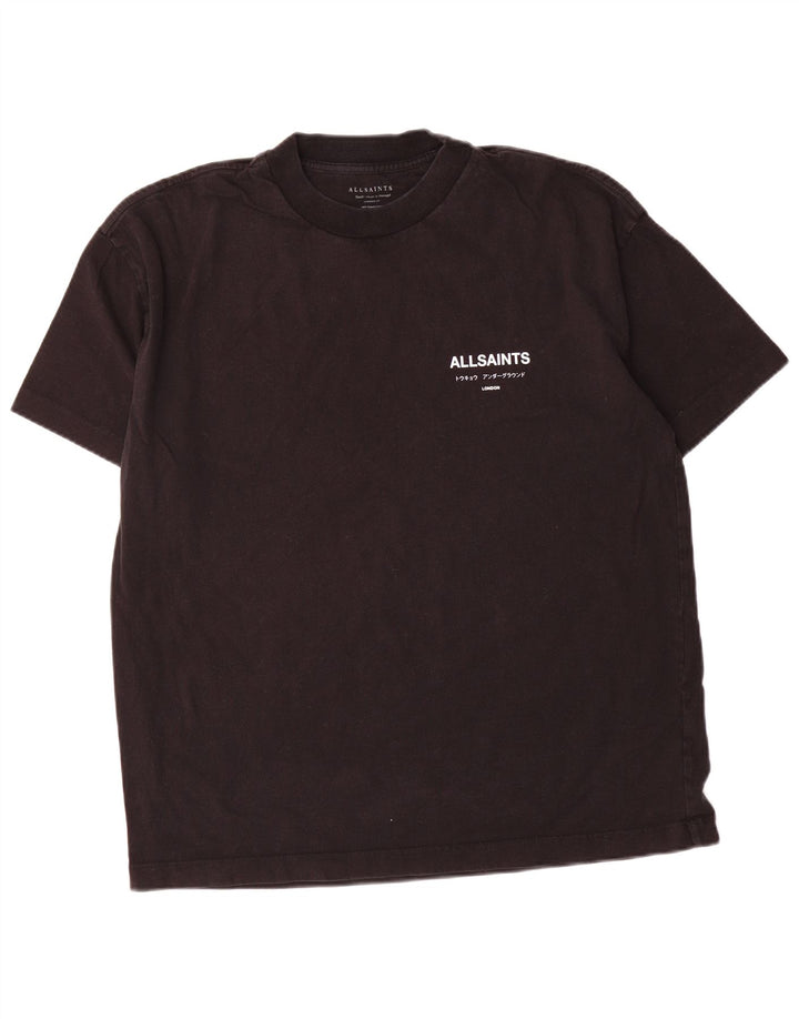 All Saints Herren-T-Shirt in Übergröße mit Grafik, Größe S, Schwarz, Baumwolle