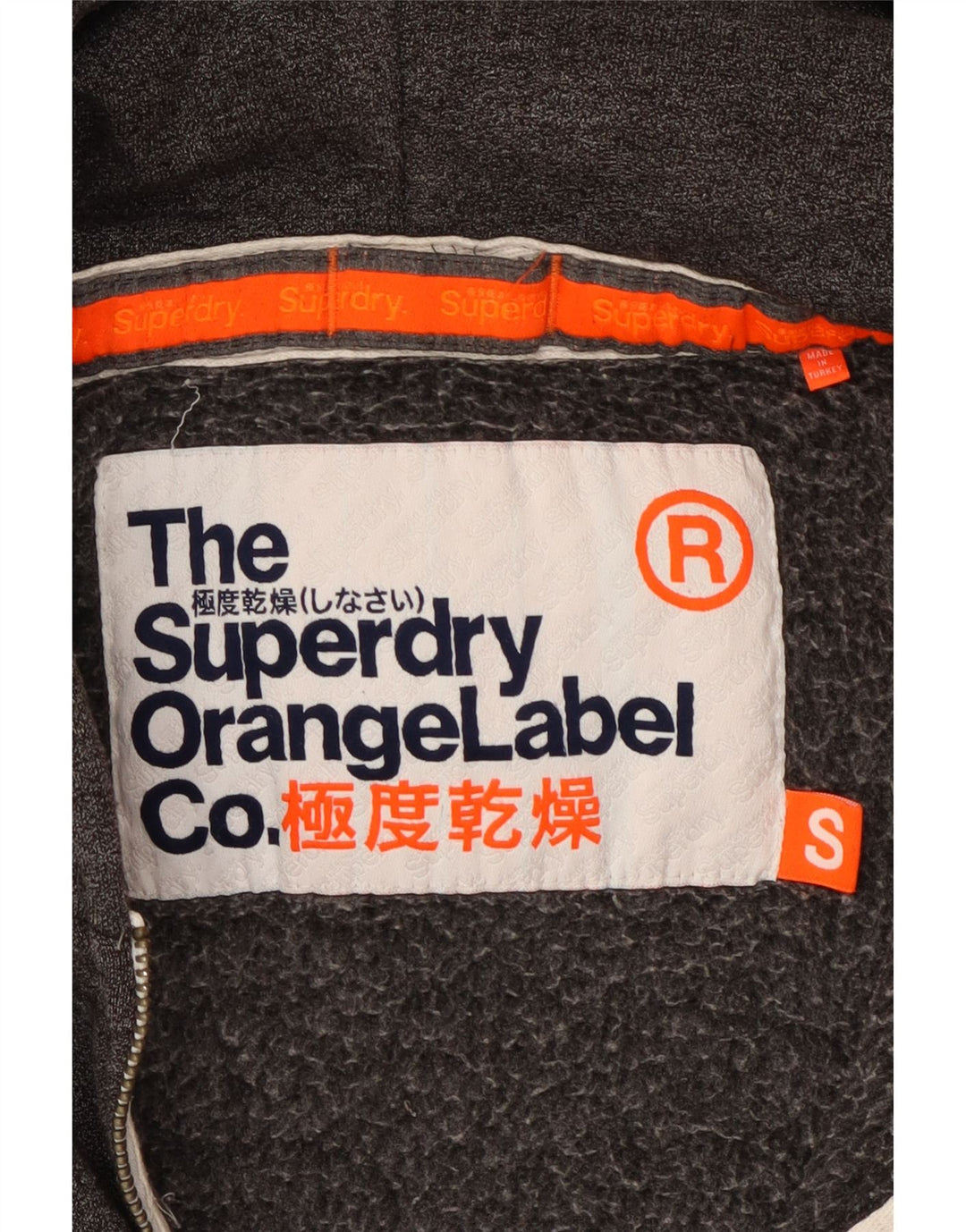 Superdry Herren-Kapuzenpullover mit Reißverschluss, Größe S, graue Baumwolle