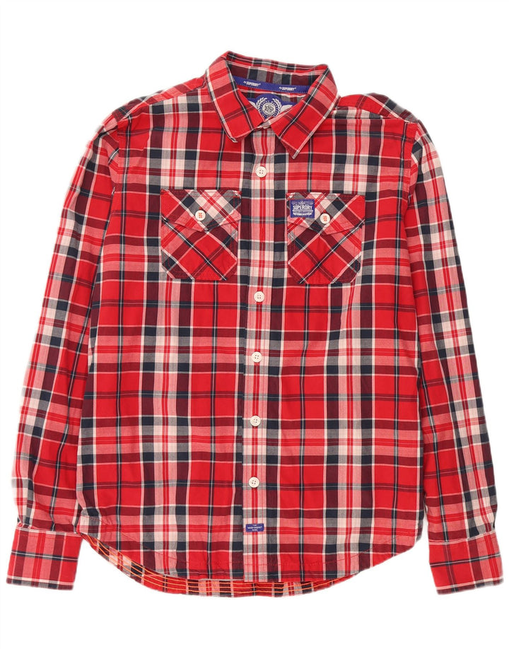 Superdry Mens Shirt XL Red Plaid Cotton