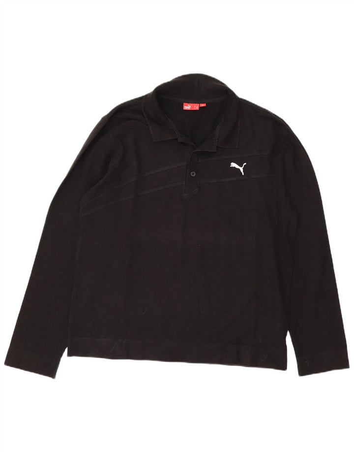 Puma Herren Langarm-Poloshirt, groß, schwarze Baumwolle