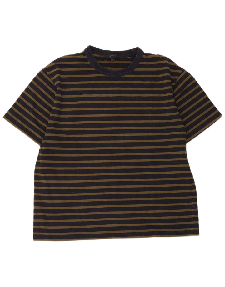 Cos Herren-T-Shirt, normal, groß, marineblau, gestreift, Baumwolle