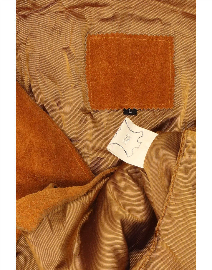 Vintage Herren Wildlederweste großes braunes Leder