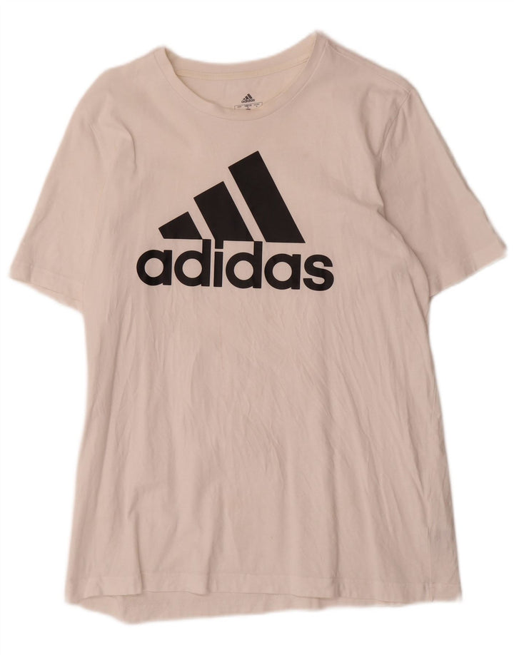 Adidas Herren Grafik-T-Shirt-Oberteil aus mittelweißer Baumwolle