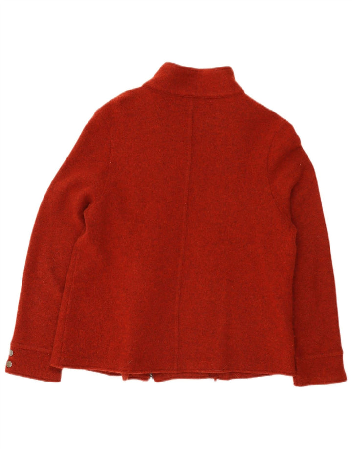 Laura Ashley Damen-Strickblazer mit durchgehendem Reißverschluss, UK 16, Größe L, rote Lammwolle