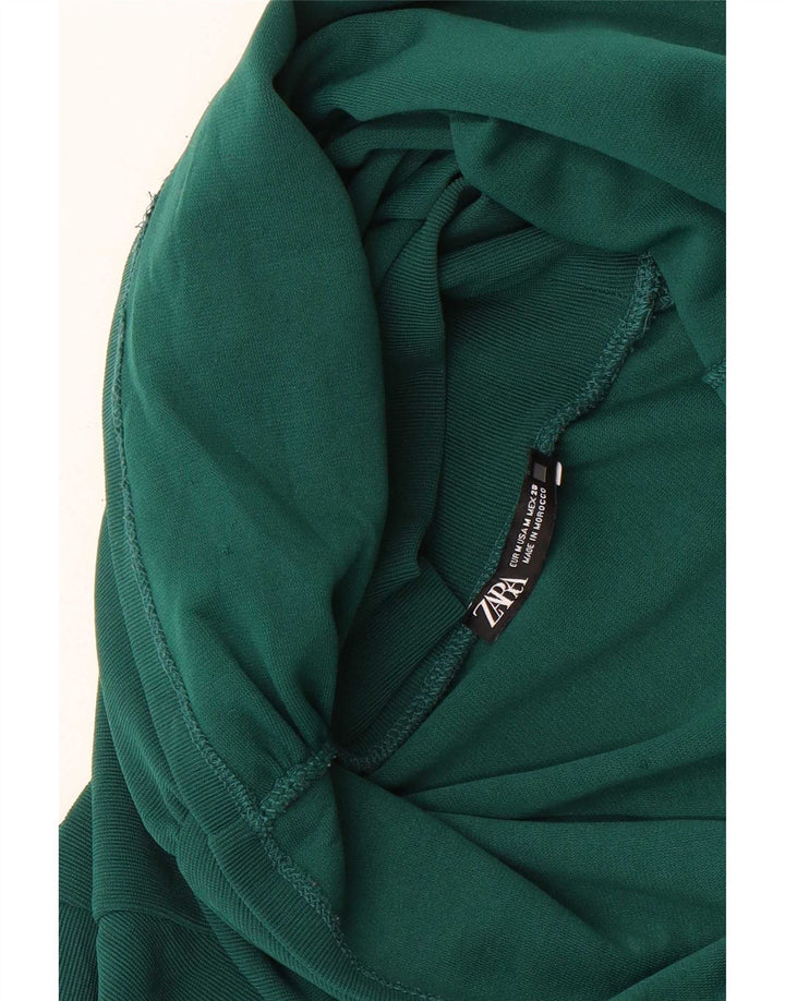 Zara Damen Crop Top Langarm UK 12 Mittelgrün