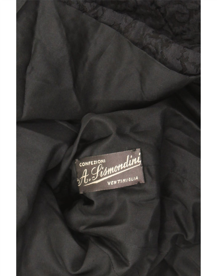 VINTAGE Womens Overcoat UK 14 Medium Black Floral Vintage Vintage and Second-Hand Vintage from Messina Hembry 