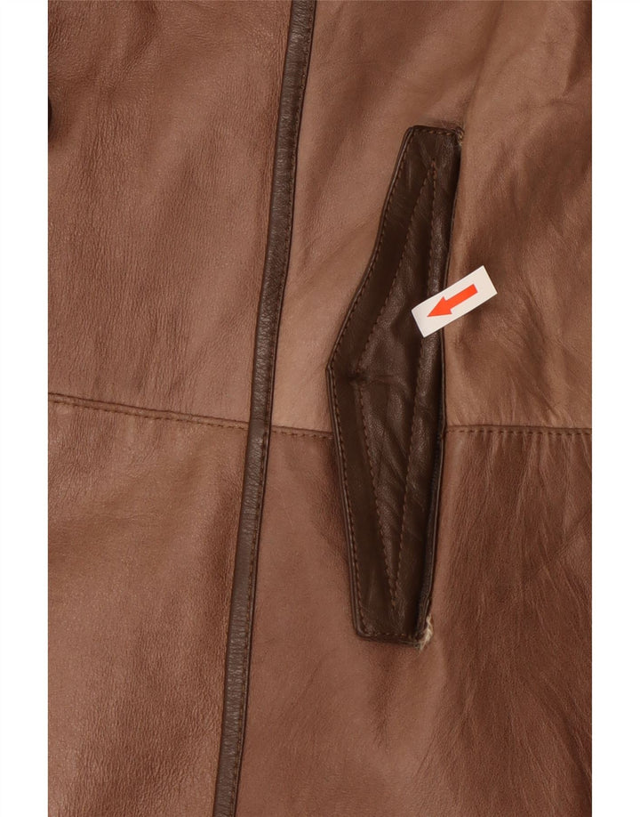 Vintage Damen Ledermantel UK 14 Mittelbraun