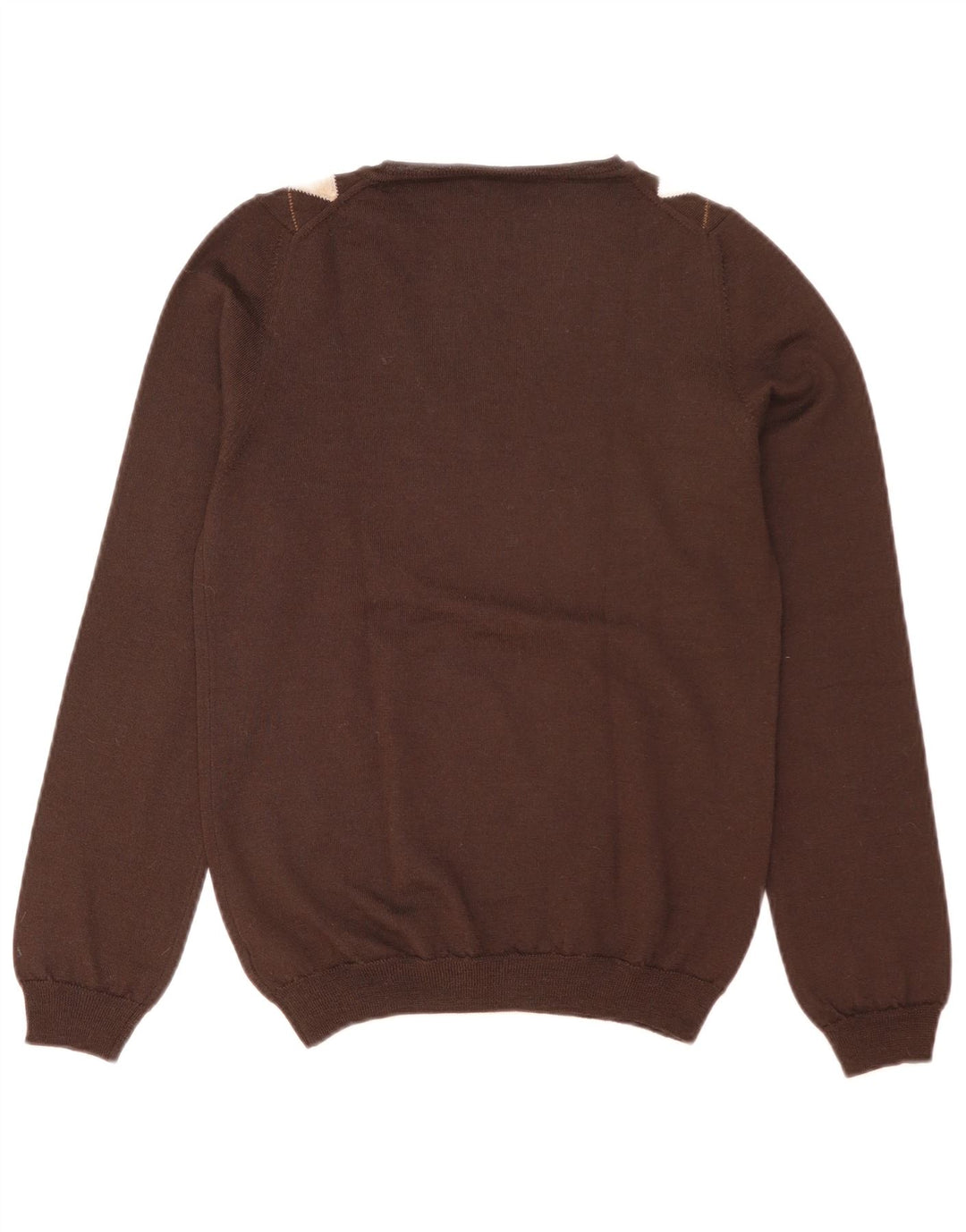 Massimo Dutti Damen-Pullover mit V-Ausschnitt, Gr. 14, Braun, Argyle/Diamant