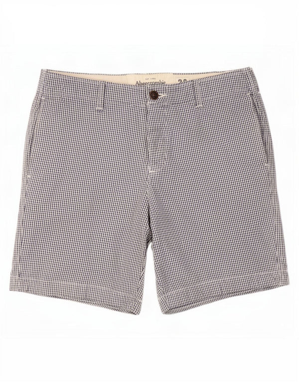 Abercrombie & Fitch Herren-Chinoshorts, Größe L, W36, blaues Gingham-Muster