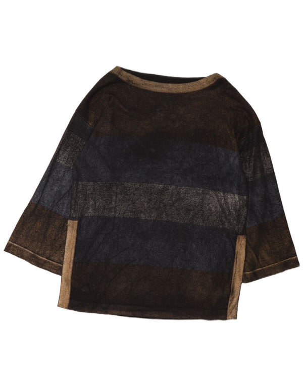 Les Copains Damen-Pullover mit U-Boot-Ausschnitt, UK 14, Mittelbraun, Farbblock