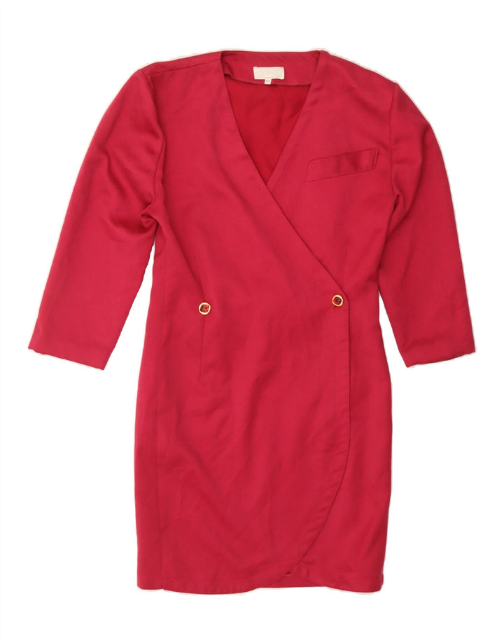 VINTAGE Womens 3/4 Sleeve Wrap Dress IT 42 Medium Red Vintage Vintage and Second-Hand Vintage from Messina Hembry 