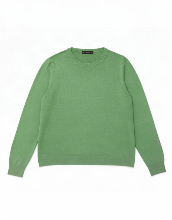 Marks & Spencer Damen-Pullover mit Rundhalsausschnitt, UK 22 3XL, grünes Acryl