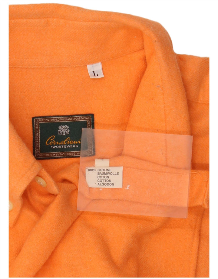 CORNELIANI Herren Flanellhemd Große Orange Baumwolle
