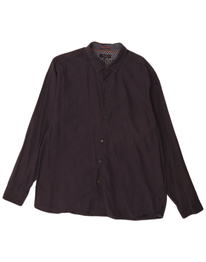 Ted Baker Herren-Hemd mit abstraktem Muster, Größe 6 XL, marineblau gepunktete Baumwolle