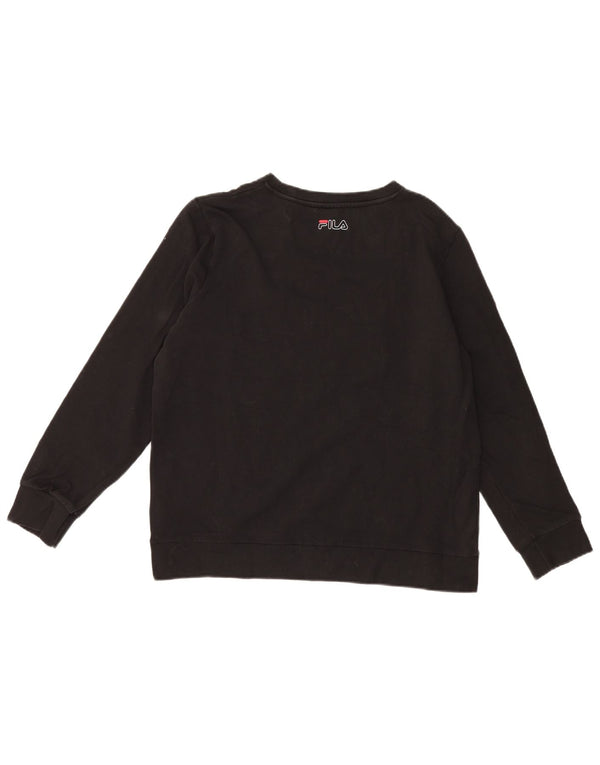 Fila Damen Grafik-Sweatshirt-Pullover UK 14 Große schwarze Baumwolle
