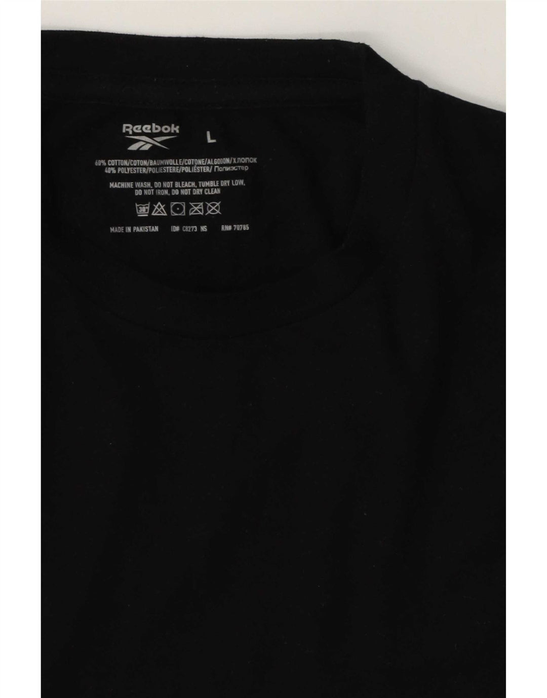 Reebok Herren T-Shirt Top Large Schwarz Baumwolle