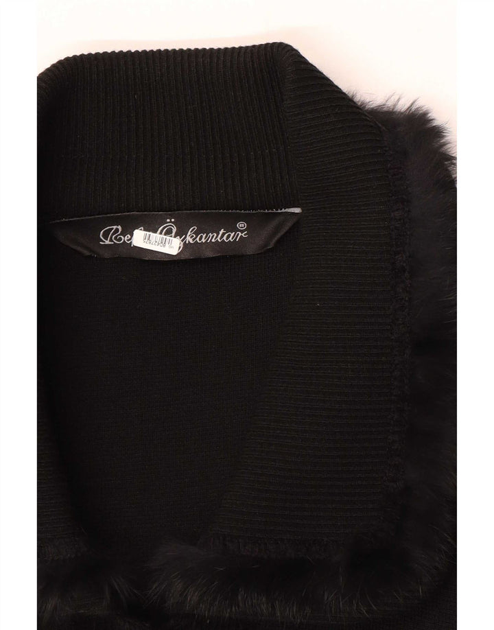 Vintage Damen Strickmantel UK 16 Large Black Classic
