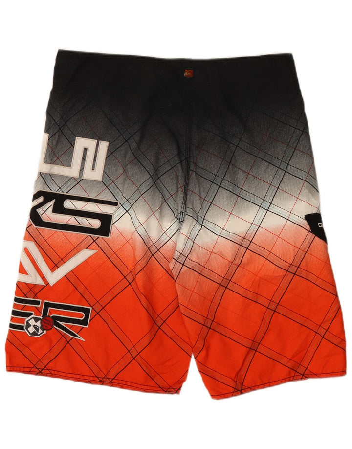 Quiksilver Herren-Badeshorts mit Grafik, großes orangefarbenes Karomuster, Polyester