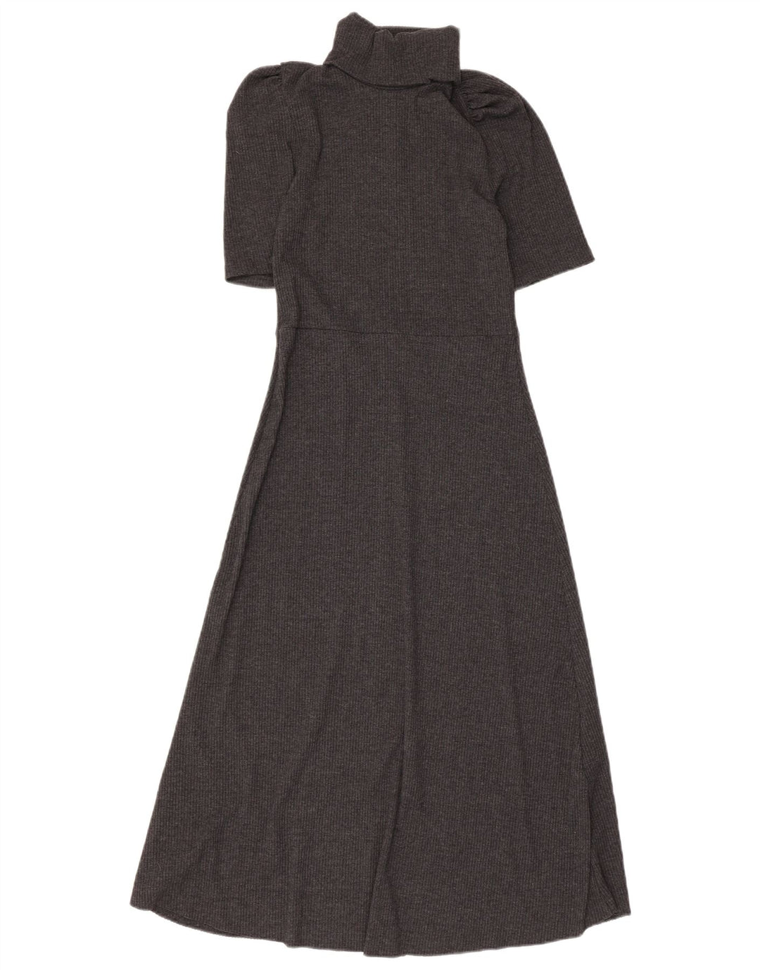 Zara Damen-Pulloverkleid mit Rollkragen und kurzen Ärmeln, Größe S, Grau, Polyester