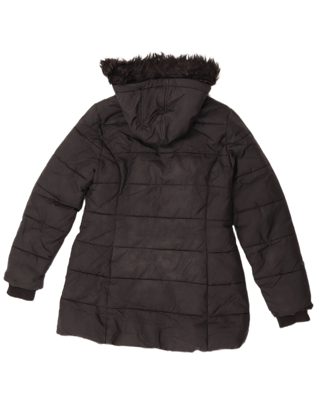 Marks & Spencer Wattierter Mantel für Mädchen mit Kapuze, 12–13 Jahre, schwarzes Polyester