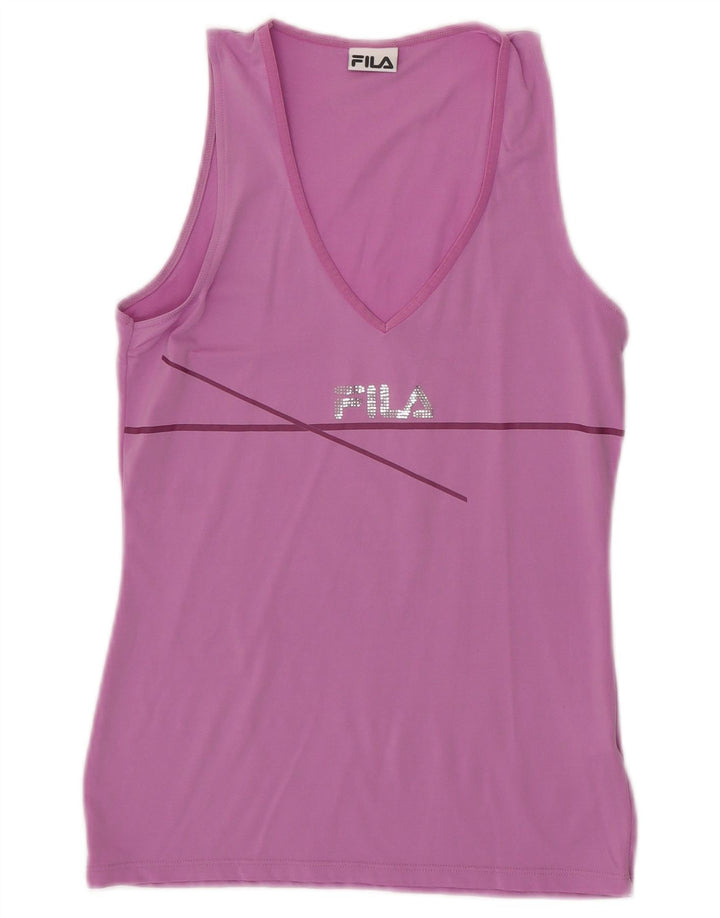 Fila Womens Graphic Vest Top UK 12 Mittelrosa Nylon