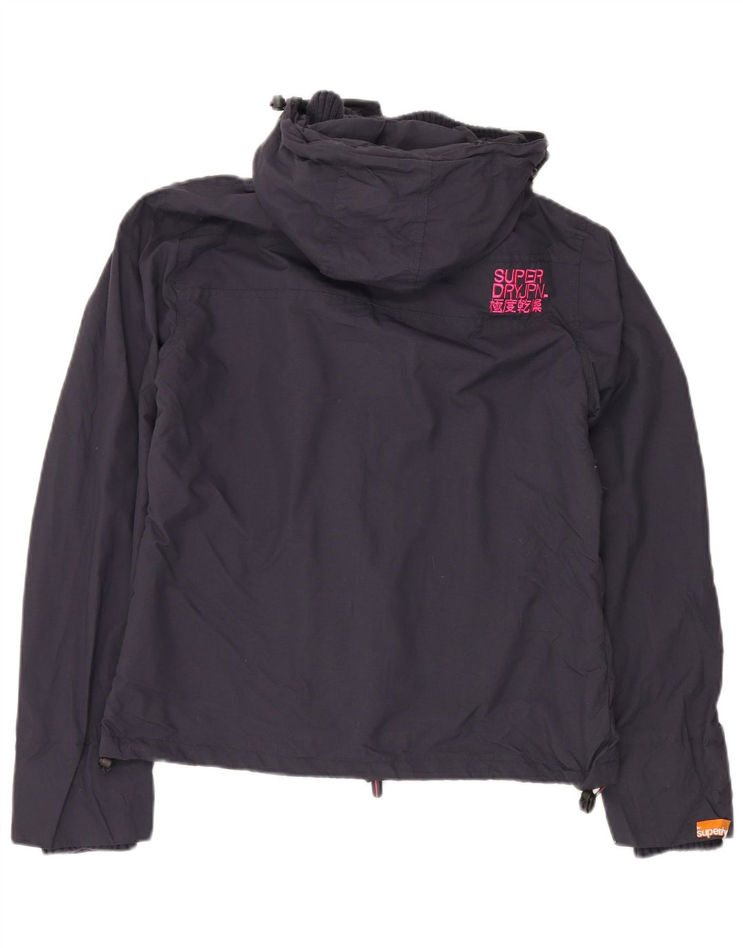 SUPERDRY Damen-Regenjacke mit grafischer Kapuze, Größe 40, Marineblau, Nylon