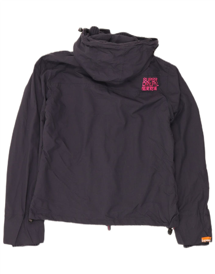 SUPERDRY Damen-Regenjacke mit grafischer Kapuze, Größe 40, Marineblau, Nylon