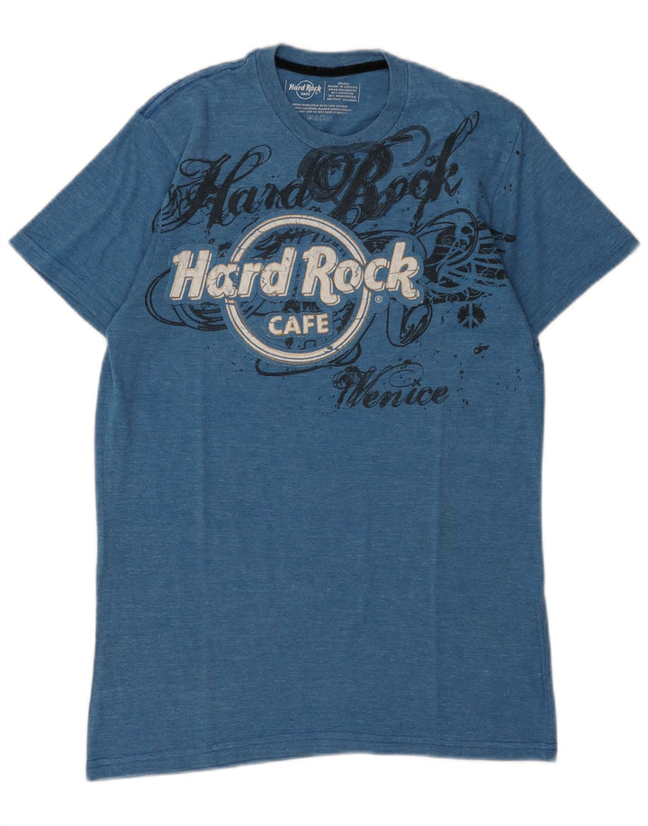 Hard Rock Cafe Herren-T-Shirt „Venice“ mit Grafik, Größe S, blau gefleckte Baumwolle