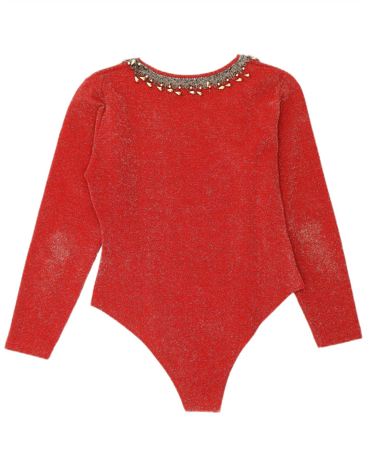 Vintage Damen Langarm-Body IT 44 Mittelrot