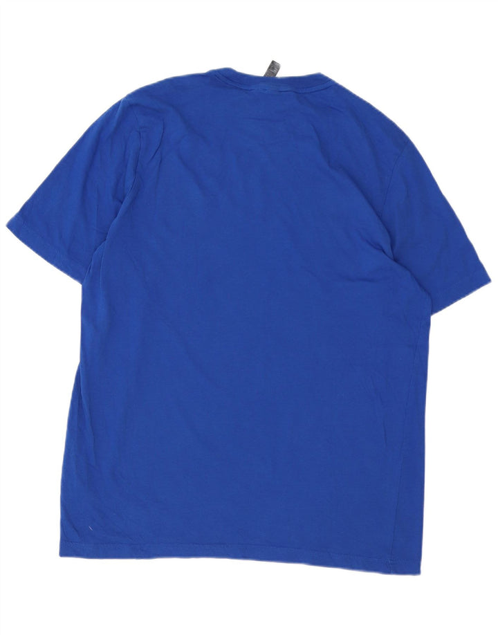 Adidas Herren Grafik-T-Shirt aus mittelblauer Baumwolle
